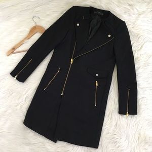 Zara Woman Asymmetrical Black Wool blend OverCoat